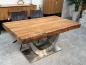 Preview: Wood dining table with raw steel base, 160x90 cm, for 6 people.