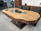 Preview: handgefertigter Massivholz Esstisch aus Teak