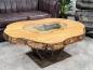 Preview: Organisch ovaler Couchtisch Fusion Holz Altholz Stahl rustikal