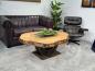 Preview: Organisch ovaler Couchtisch Fusion Holz Altholz Stahl rustikal