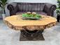 Preview: Organisch ovaler Couchtisch Fusion Holz Altholz Stahl rustikal