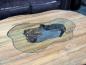 Preview: Organisch ovaler Couchtisch Fusion Holz Altholz Stahl rustikal