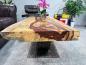 Preview: Baumstamm Couchtisch Tamarind 120 cm mit Tischgestell aus Stahl