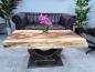 Preview: Baumstamm Couchtisch Tamarind 120 cm mit Tischgestell aus Stahl