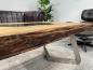 Preview: Massiver Couchtisch aus Altholz mit Edelstahlbeinen