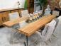 Preview: Massivholz Esstisch Elements 200 cm Teakholz mit Glaseinlage