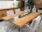 Preview: Massivholz Esstisch Elements 200 cm Teakholz mit Glaseinlage