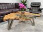 Preview: Tree trunk coffee table with glass top, metal legs, approx. 103 x 85 x 44.5 cm