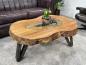 Preview: Couchtisch aus Altholz mit Baumkante
