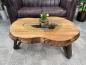 Preview: Couchtisch aus Altholz mit Baumkante
