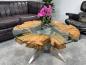 Preview: Sofatisch "Sunrise" aus Teakholz und Glas rund