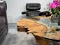 Preview: Sofatisch "Sunrise" aus Teakholz und Glas rund