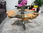 Preview: Sofatisch "Sunrise" aus Teakholz und Glas rund