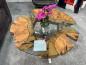 Preview: Sofatisch "Sunrise" aus Teakholz und Glas rund