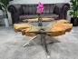 Preview: Sofatisch "Sunrise" aus Teakholz und Glas rund