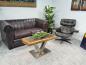 Preview: Besonderer Couchtisch aus Altholz mit Glasplatte