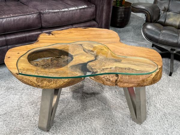 Wohnzimmertisch aus Holz Lakeside Baumscheibentisch