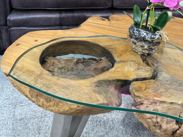 Wohnzimmertisch aus Holz Lakeside Baumscheibentisch