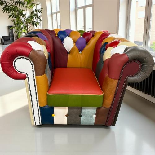 Sessel 1-Sitzer Chesterfield aus buntem Leder