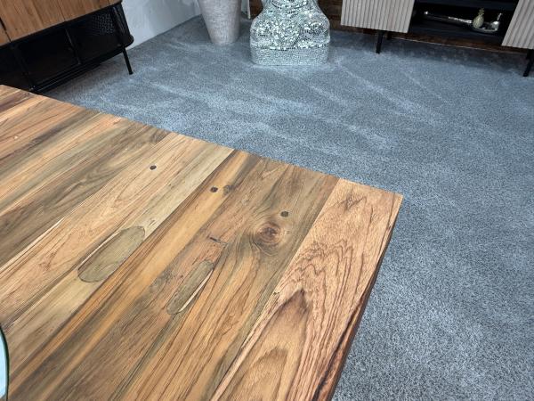 Echtholztisch massiv esstisch mit Glaseinlage