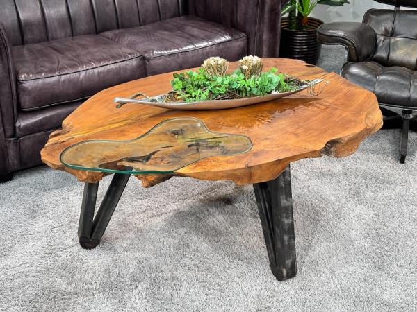 Sofatisch aus Baumscheiben Lakeside massiv Holz