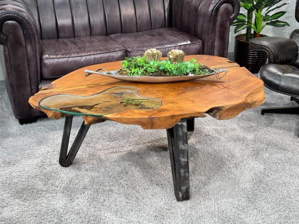 Sofatisch aus Baumscheiben Lakeside massiv Holz