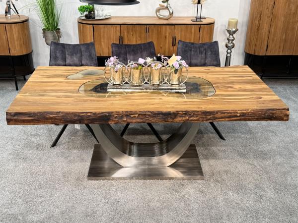 Esszimmertisch-200cm-aus-Teakholz-Altholz-Glas