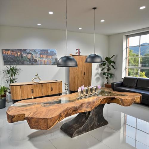 Baumstammtisch Designtisch Kunstwerk Unikat