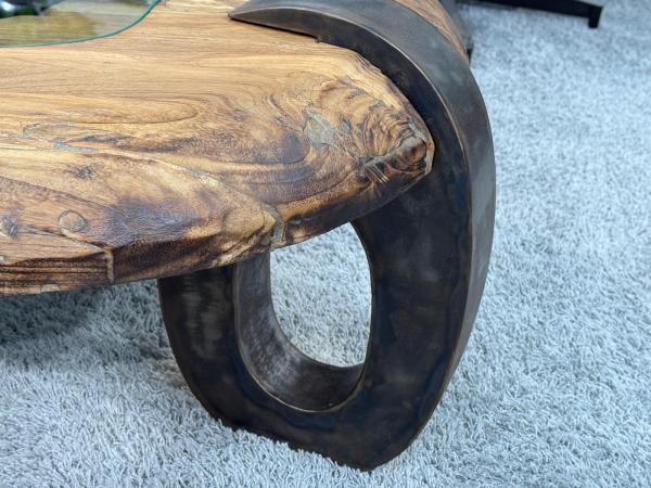 Sofatisch aus echtem Teakholz rund 80cm