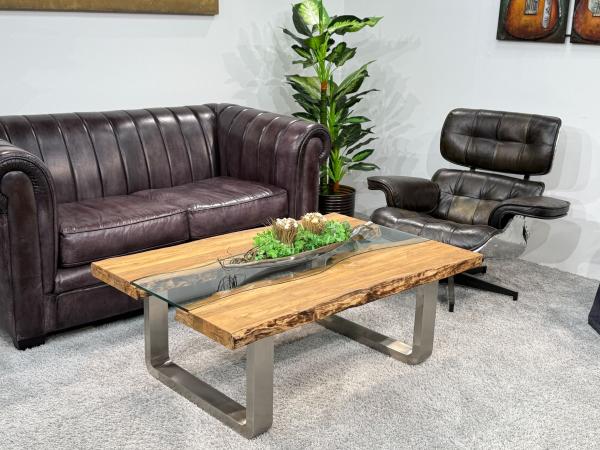 Echtholz Wohnzimmertisch "Old Elements", ca. 120 x 80 x 45,5 cm, aus recycelten Massivholzbohlen