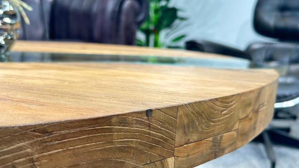 Runder Couchtisch Eternia 100cm aus Holz mit Edelstahl