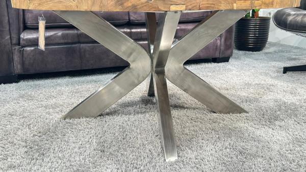 Runder Couchtisch Eternia 100cm aus Holz mit Edelstahl