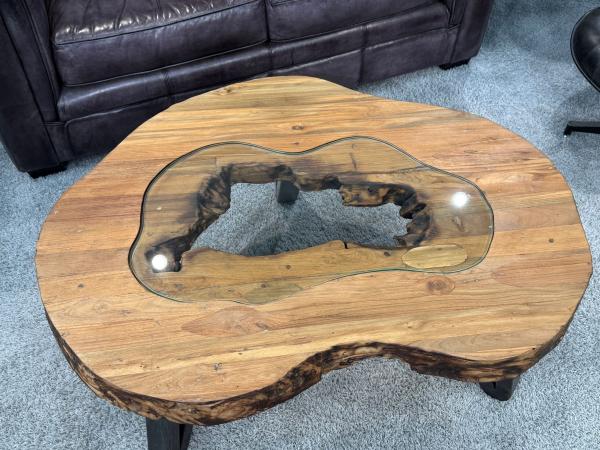 Vollholz Sofatisch aus massivem Teakholz