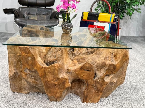 Eckiger Wohnzimmertisch Baumwurzel Couchtisch