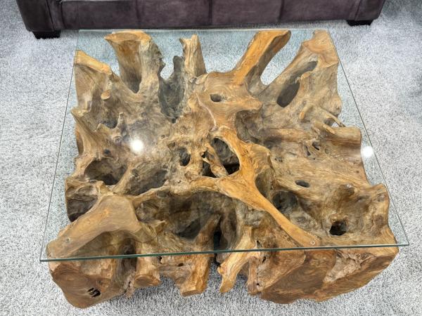 Eckiger Wohnzimmertisch Baumwurzel Couchtisch