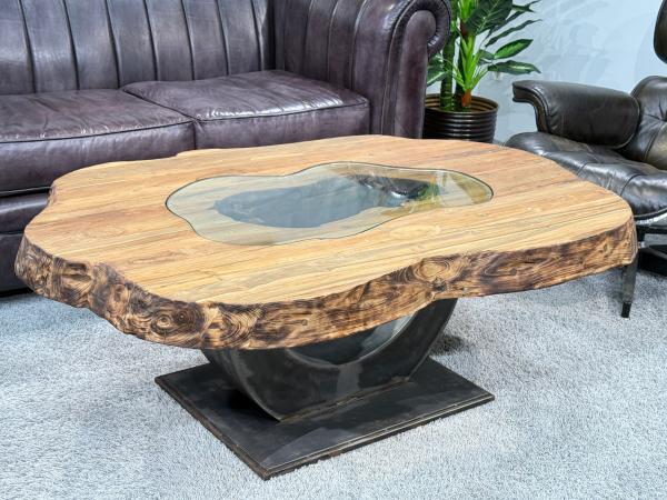 Couchtisch vollholztisch fusion baumkantentisch