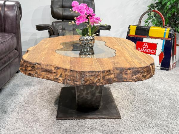 Couchtisch vollholztisch fusion baumkantentisch