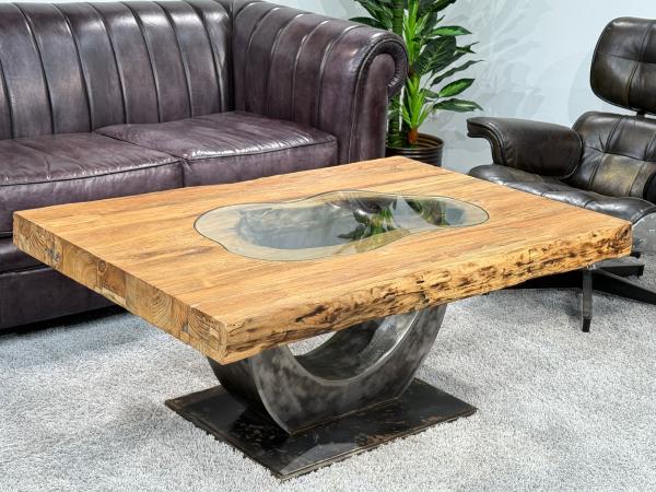 Massivholztisch Baumscheibentisch Couchtisch  Baumkante