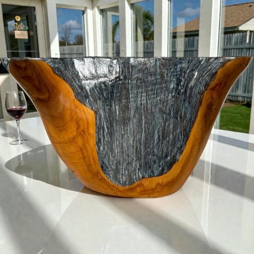 Schale aus Holz Verena Teakholz Handarbeit