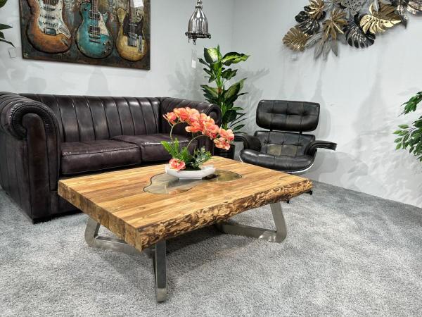 Maßtisch eckiger Wohnzimmertisch Deep Island Freestyle aus Holz