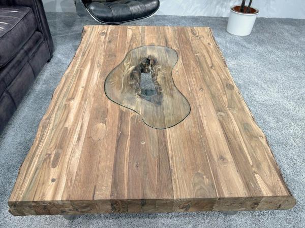 Maßtisch eckiger Wohnzimmertisch Deep Island Freestyle aus Holz