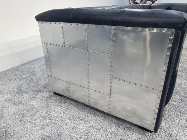 Couch 3 Sitzer Cockpit aus Leder mit Aluminium im Aviator Design