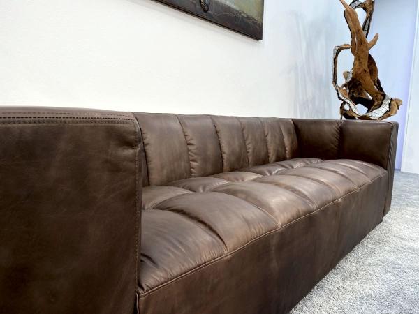 Couch 2-Sitzer Madrid aus dunkelbraunem Echtleder