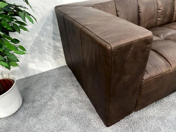 Couch-2-Sitzer-Madrid-aus-Echtleder-mit-Aluminium-im-Aviator-Design