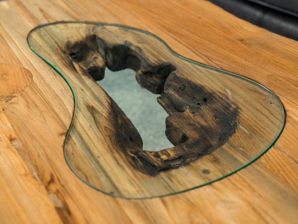 Design Couchtisch Holz Nierenform Loft Style Metallgestell