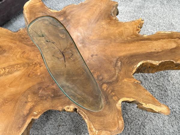 Couchtisch aus Teakholz, 100x86x38 cm, mit 7 cm Platte