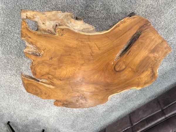 Couchtisch aus Teakholz mit Glasplatte, 97x65x38 cm