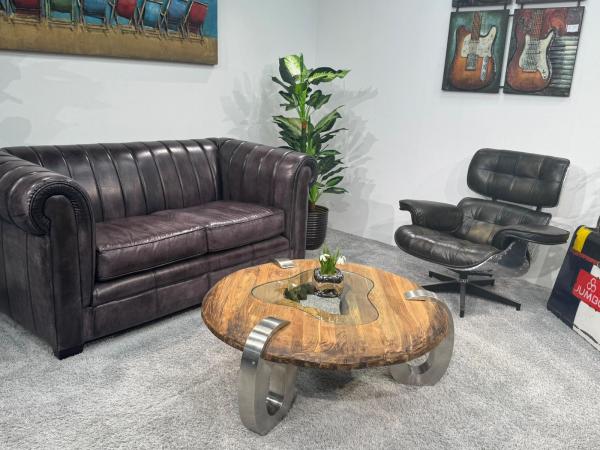 Couchtisch rund Clash aus Holz mit Edelstahl