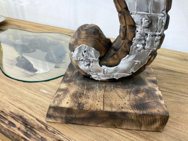 "Seepferdchen " aus Teakholz mit Applikationen aus Aluminium (Größe M, Höhe ca. 72 cm)
