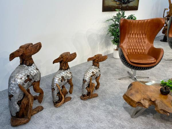 Deko Sitzender Hund 100 cm aus Holz und Aluminium
